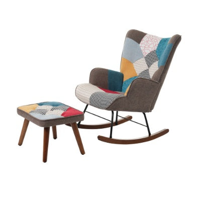 Patchwork Rocking Chair & Footstool Set