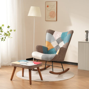 Patchwork Rocking Chair & Footstool Set
