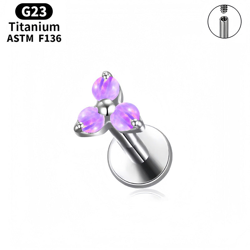 Triple Zircon Flat Back Stud Earrings | Titanium Piercing Jewellery