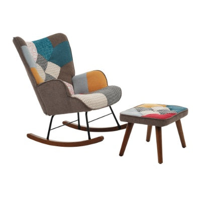 Patchwork Rocking Chair & Footstool Set