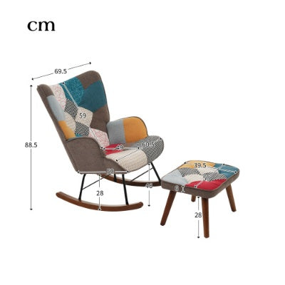 Patchwork Rocking Chair & Footstool Set