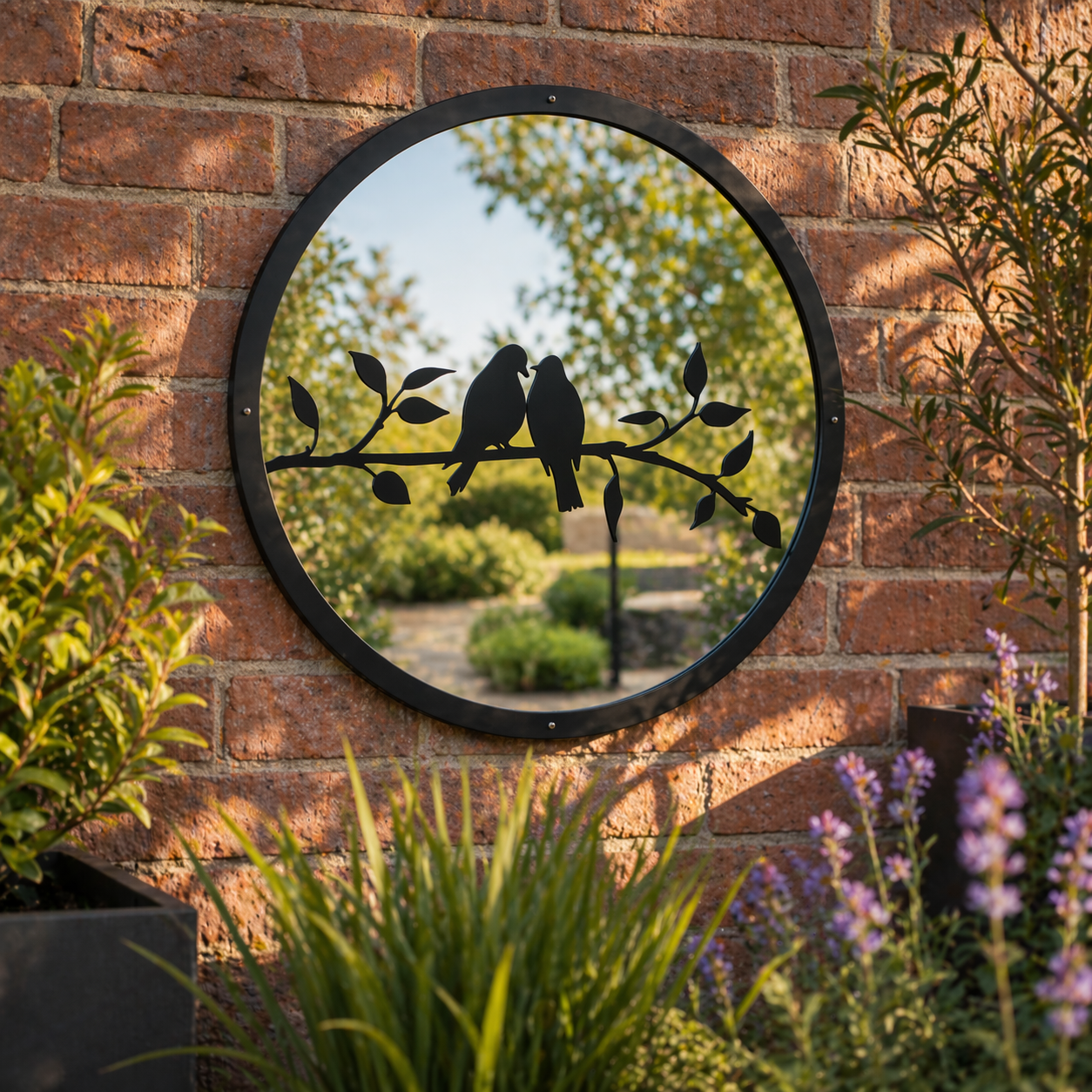 SunCatcher Garden Mirror Round Two Little Birds Range of Sizes
